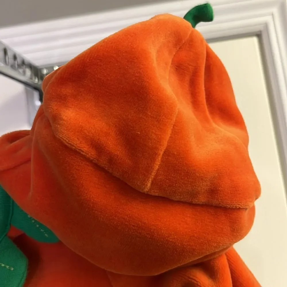 Osh Kosh Baby Orange Pumpkin Soft Fleece Snap One Piece with Hat- 12 months